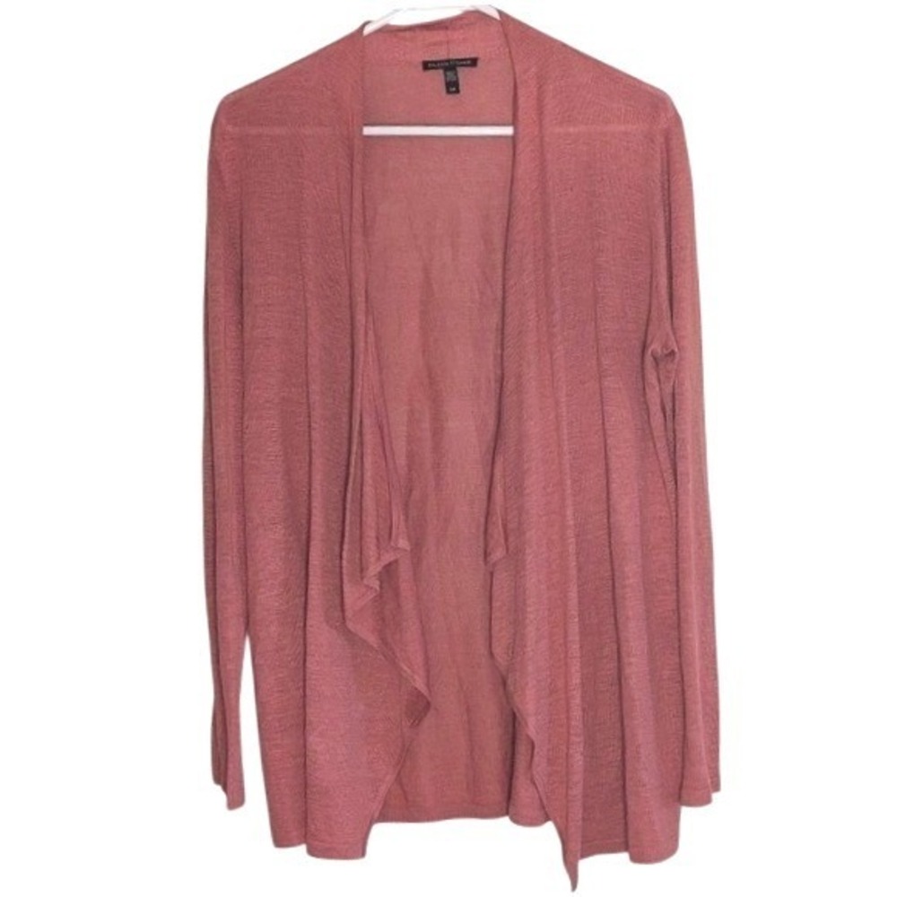 Eileen Fisher Silk Linen Blend Open Front‎ Cardigan Rose Pink SZ S/P Lightweight